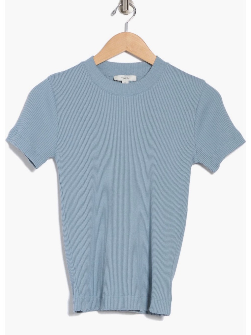 Vince Short-Sleeve Ribbed Tee - Light Blue